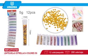 Lentejuelas ESTRELLAS 6 COLORES 12PCS
