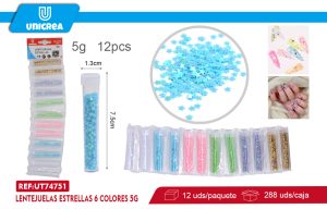 Lentejuelas ESTRELLAS 6 COLORES 12PCS