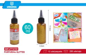 Pack de 12 Glitter Glue Color Oscuro 60g DORADO