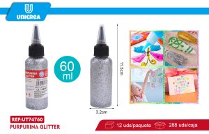 Pack de 12 Glitter Glue Color Oscuro 60g PLATEADO