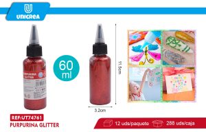 Pack de 12 Glitter Glue Color Oscuro 60g ROJO