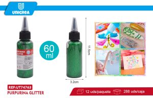 Pack de 12 Glitter Glue Color Oscuro 60g VERDE