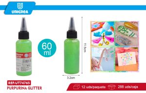 Pack de 12 Glitter Glue Color Claro 60g VERDE