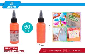 Pack de 12 Glitter Glue Color Claro 60g NARANJA