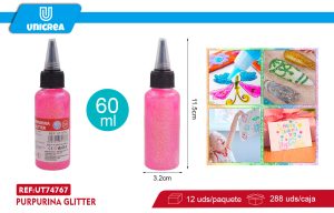 Pack de 12 Glitter Glue Color Claro 60g FUCSIA