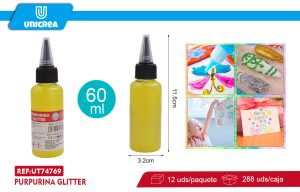 Pack de 12 Glitter Glue Color Claro 60g AMARILLO