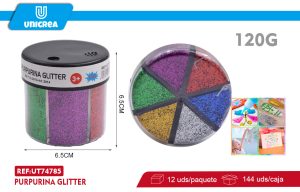 Pack de 12 Purpurina de 6 colores oscuro 120g