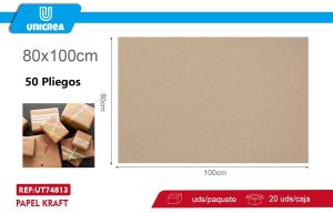 50 Pliegos Papel Kraft 80G 80X100CM
