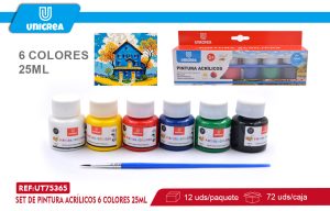 SET DE PINTURA ACRÍLICOS 6 COLORES 25ML