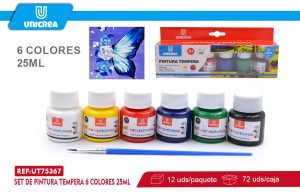 SET DE PINTURA TEMPERA 6 COLORES 25ML