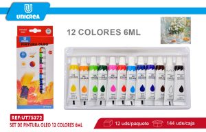 SET DE PINTURA OLEO 12 COLORES 6ML