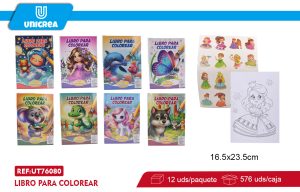 Pack de 12 LIBRO PARA COLOREAR CON ETIQUETA B5