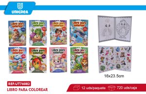 Pack de 12 LIBRO PARA COLOREAR CON ETIQUETA B5 16HOJAS+2HOJAS