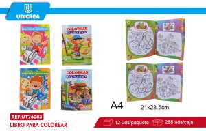 Pack de 12 LIBRO PARA COLOREAR A4 32HOJAS
