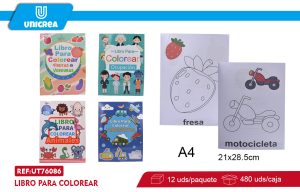 Pack de 12 LIBRO PARA COLOREAR 16HOJAS A4