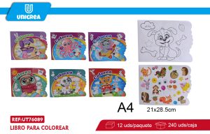Pack de 12 LIBRO PARA COLOREAR CON OJO Y ETIQUETA A4