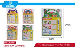 Pack de 12 libro caligrafía borrable ABC/Números 20X29CM