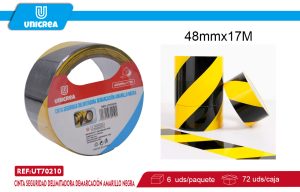 Cinta Seguridad Delimitadora Demarcación Amarillo Negra 48MMX17M