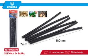 SILICONA EN BARRA 0.7X180MM 6PCS NEGRO