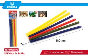SILICONA EN BARRA 0.7X180MM 6PCS COLORES