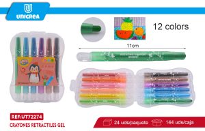 Crayones retráctiles gel 12 COLORES