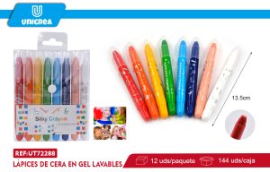 Lápices de Cera en Gel Lavables 8 COLORES