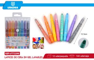Lápices de Cera en Gel Glitter Lavables 8 COLORES