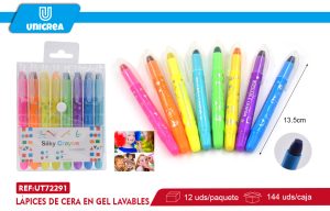 Lápices de Cera en Gel Fluor Lavables 8 COLORES
