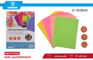 PAPEL MULTIPROPOSITO COLOES FLUOR 150PCS CARTA