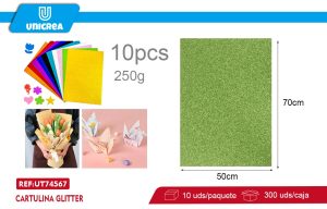 CARTULINA GLITTER 50X70CM VERDE X10UNI