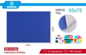 RESMA DE 25 HOJAS CARTULINA PINTADA 55X75CM AZUL