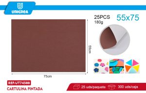 RESMA DE 25 HOJAS CARTULINA PINTADA 55X75CM CAFE
