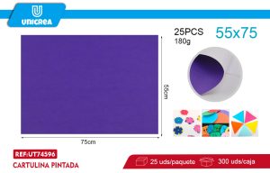 RESMA DE 25 HOJAS CARTULINA PINTADA 55X75CM MORADO