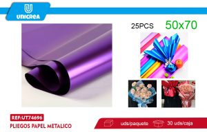 Pliegos Papel Metalico 50X70CM MORADO 25UNI