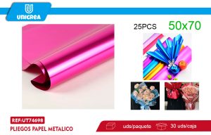 Pliegos Papel Metalico 50X70CM FUCSIA 25UNI