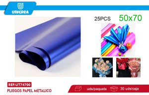 Pliegos Papel Metalico 50X70CM AZUL 25UNI
