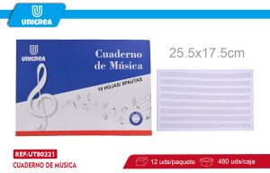 PACK DE 12 CUADERNOS DE MUSICA 8PAUTAS