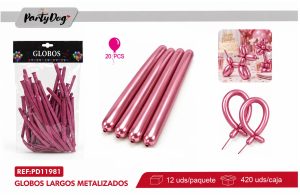 GLOBOS LARGO CROMADO 1.8G 33CM 20PCS ROJO