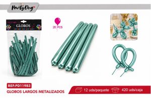 GLOBOS LARGO CROMADO 1.8G 33CM 20PCS VERDE