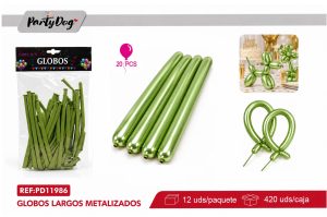 GLOBOS LARGO CROMADO 1.8G 33CM 20PCS VERDE CLARO