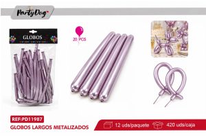 GLOBOS LARGO CROMADO 1.8G 33CM 20PCS LILA