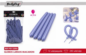 GLOBOS LARGO PASTEL 33CM 1.8G 40PCS AZUL LAVANDA