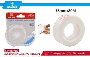 CINTA ESCRITORIO INVISIBLE CON DISPENSADOR 18MM*30M