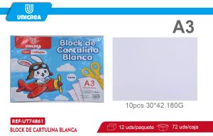 BLOCK DE CARTULINA BLANCA 180G 10PCS A3