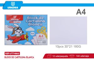 BLOCK DE CARTULINA BLANCA 180G 10PCS A4