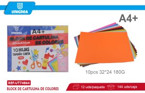 BLOCK DE CARTULINA DE COLORES 180G 10PCS 24X32CM