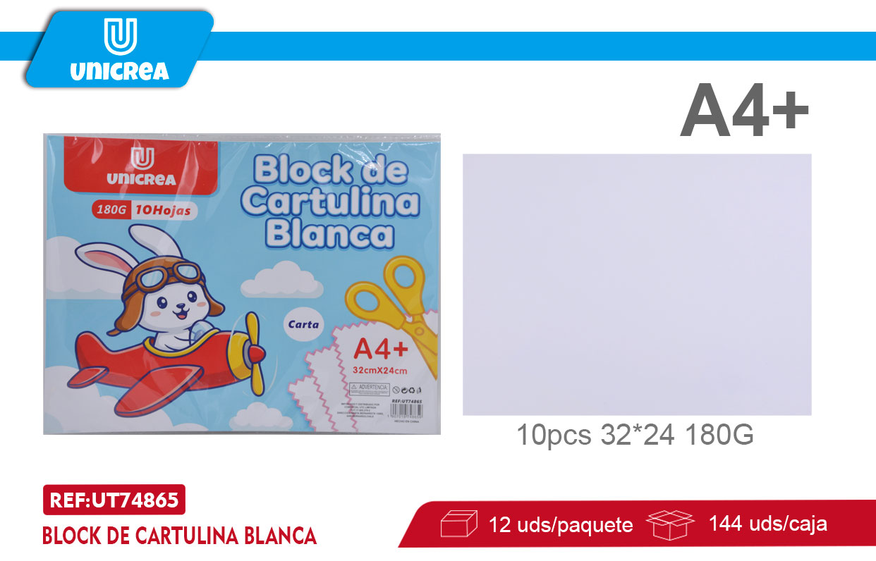 BLOCK DE CARTULINA BLANCA 180G 10PCS 24X32CM