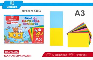 BLOCK CARTULINA COLORES 140G 10HOJAS A3