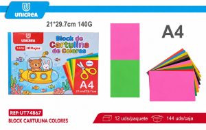 BLOCK CARTULINA COLORES 140G 10HOJAS A4
