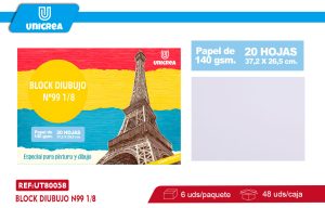 BLOCK DIUBUJO N99 1/8 140G 20HOJAS